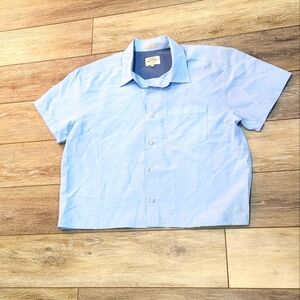 Quicksilver Waterman Collection Light Blue Men's Crop Button Down Shirt Size M